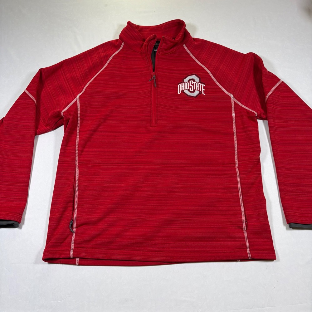 Holloway Ohio State Buckeyes Mens L Red Quarter Zip Fleece Pullover Jacket